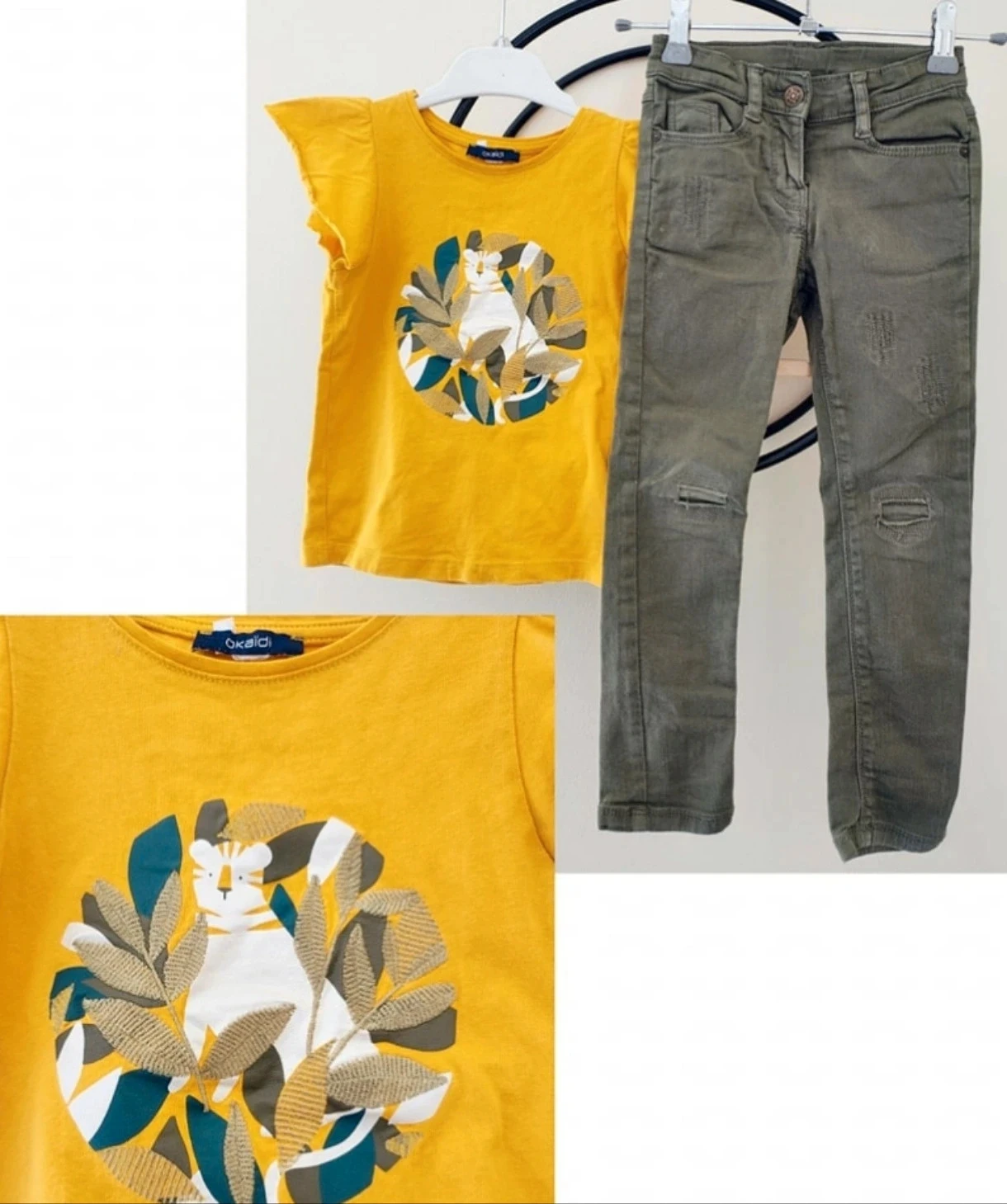 4 ans ensemble été Teeshirt Okaïdi et pantalon slim tape a l'oeil